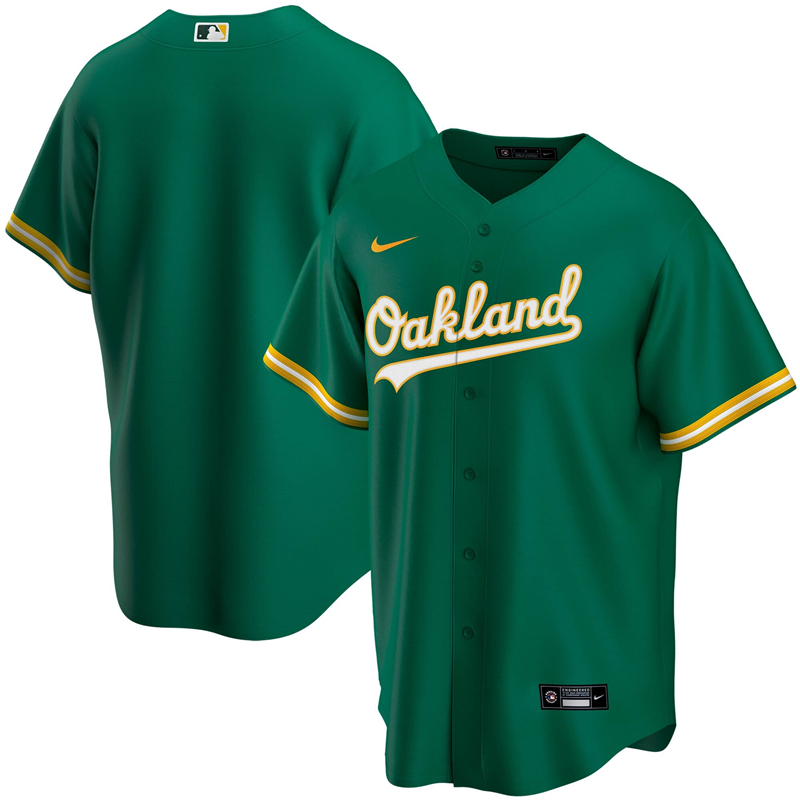 2020 MLB Men Oakland Athletics Nike Kelly Green Alternate 2020 Replica Team Jersey 1